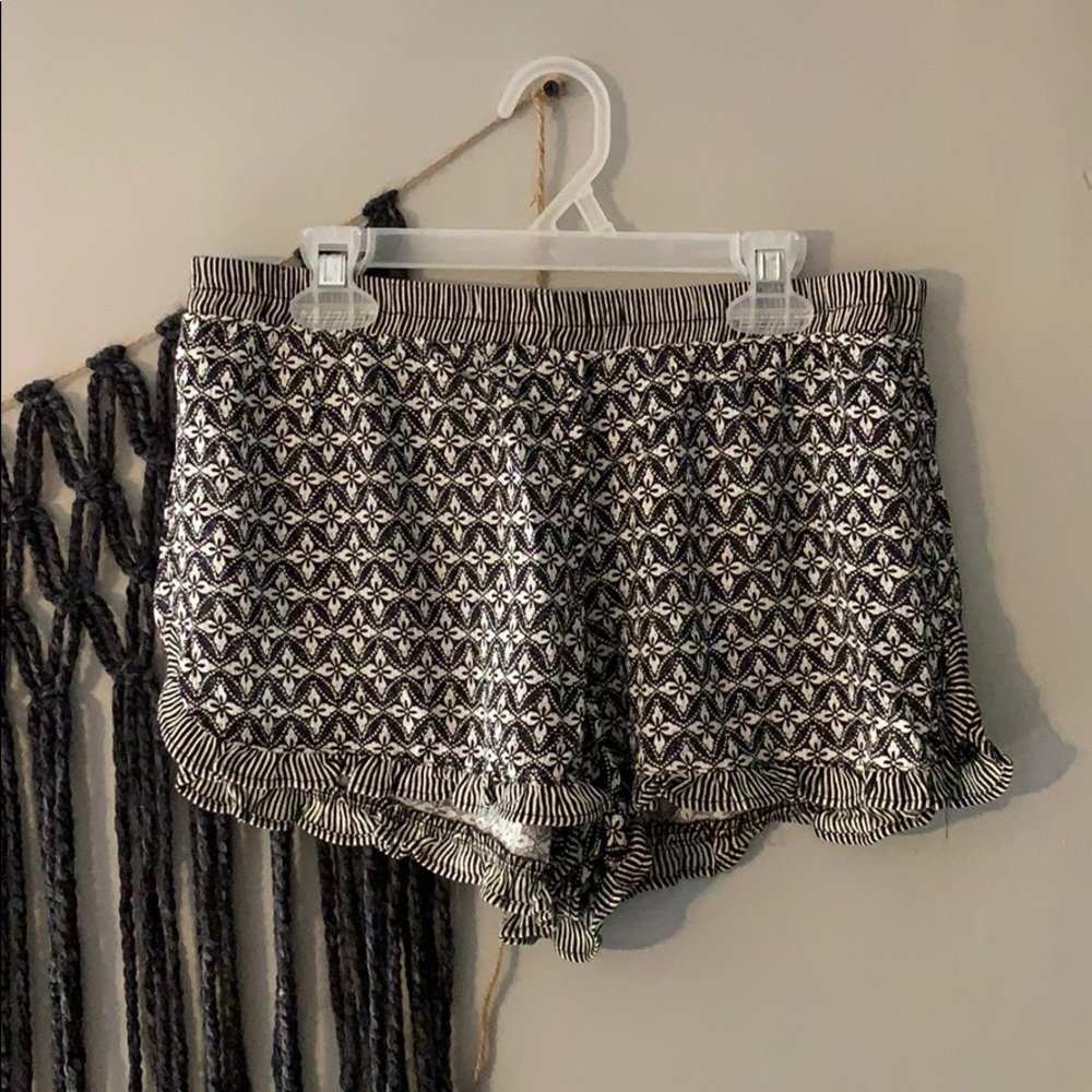 Black and white floral shorts